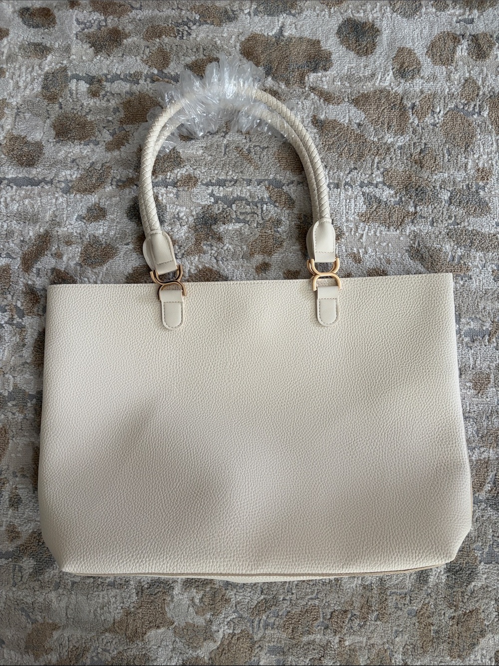 Large cream pebbled tote
